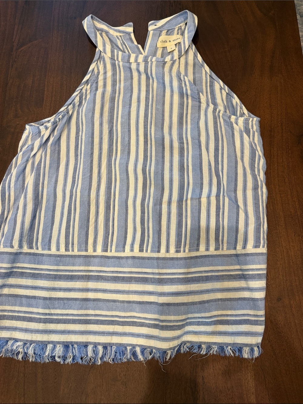 cloth & stone Girls' Light Blue and White Striped Halter Tunic Dress